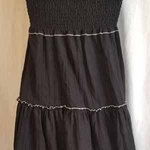 Black w/White Trim Ruffle Maxi Dress by Annabelle